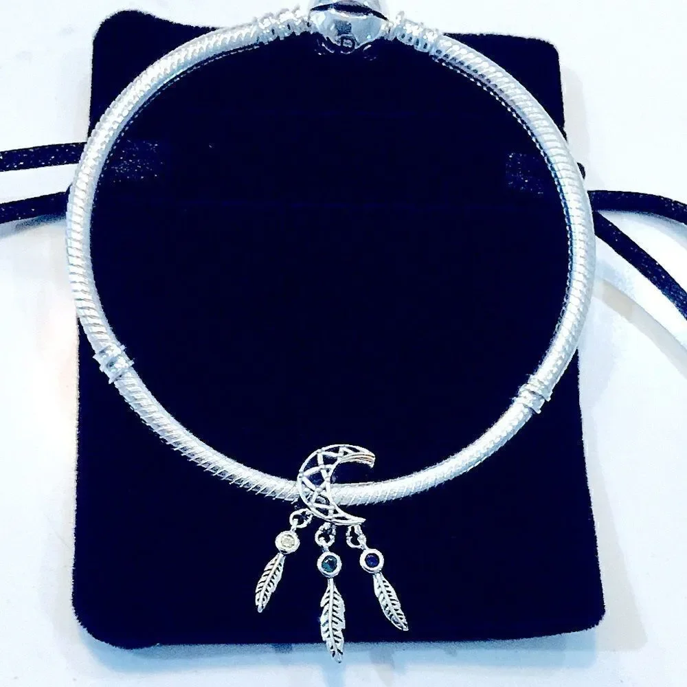 SILVER 925 MOON CATCH-DREAMERS WITH SEMIPRECIOUS STONES CHARM